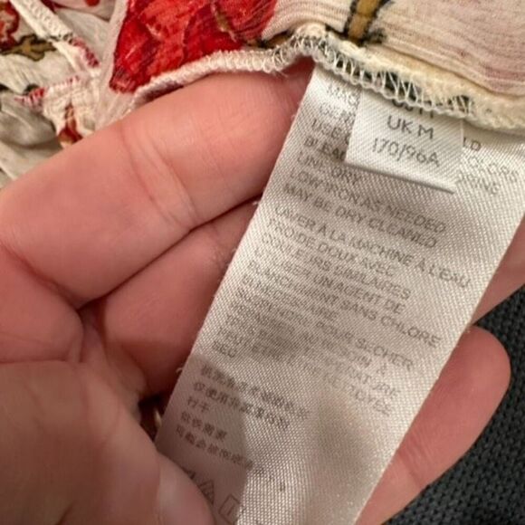 Free People Women's Keeping Up With Kara Floral Tunic Top Ivory Red Size Medium - Picture 7 of 13